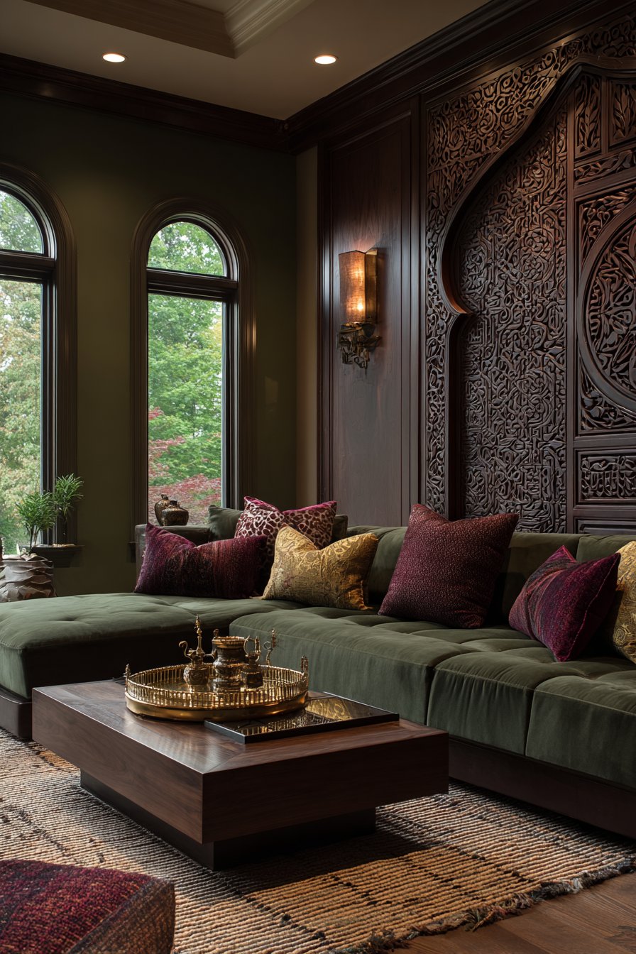 Contemporary Arabic Living Room with Jewel-Toned Luxury