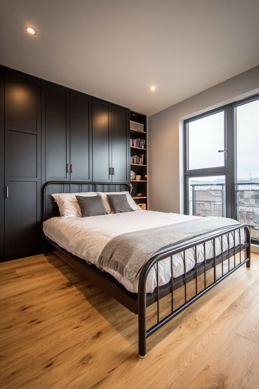 Modern Black Built-In Wardrobes with Seamless Integration