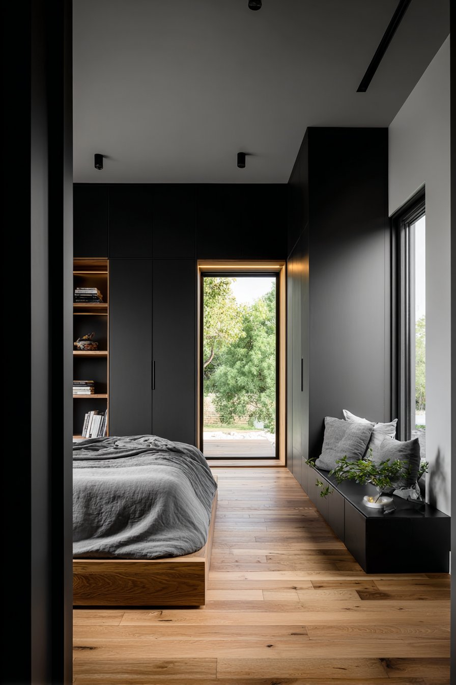 Modern Black Built-In Wardrobes with Seamless Integration