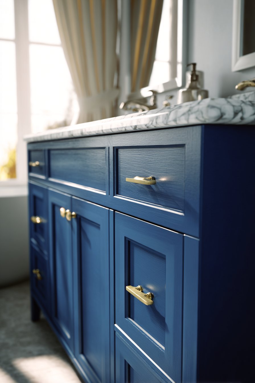 Sophisticated Navy Vanity with Gold Accents