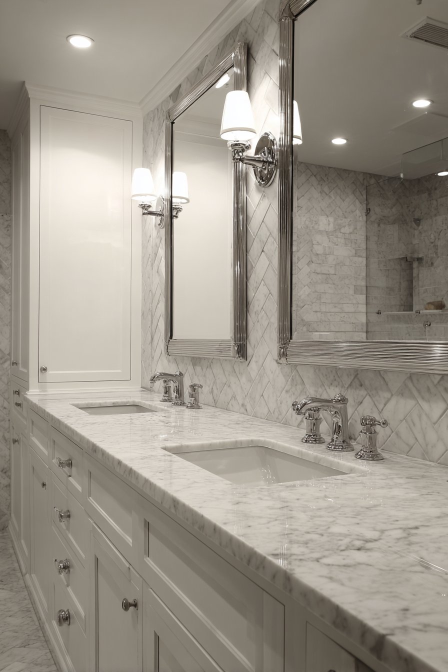 Timeless Carrara Marble Double Vanity