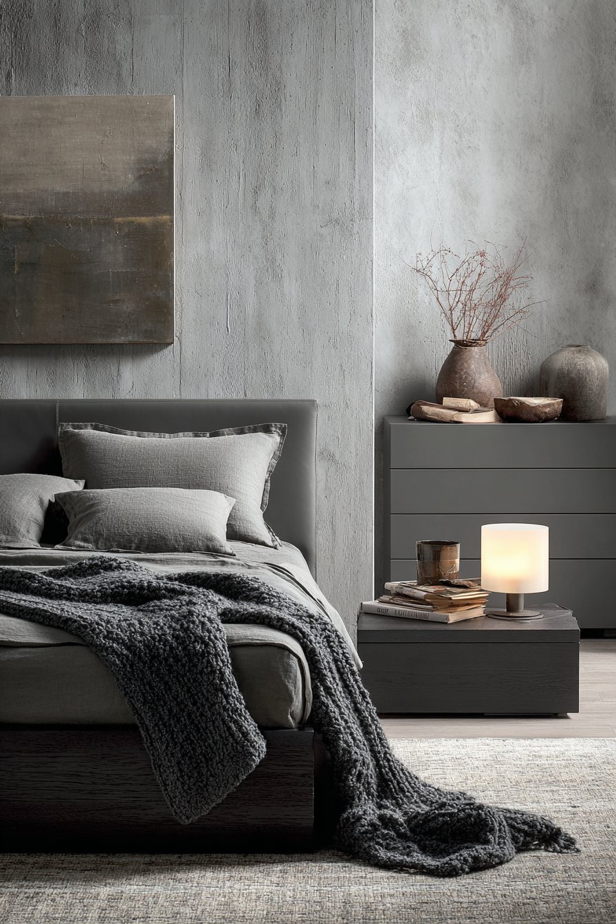 Minimalist Modern Grey Bedroom with Clean Lines