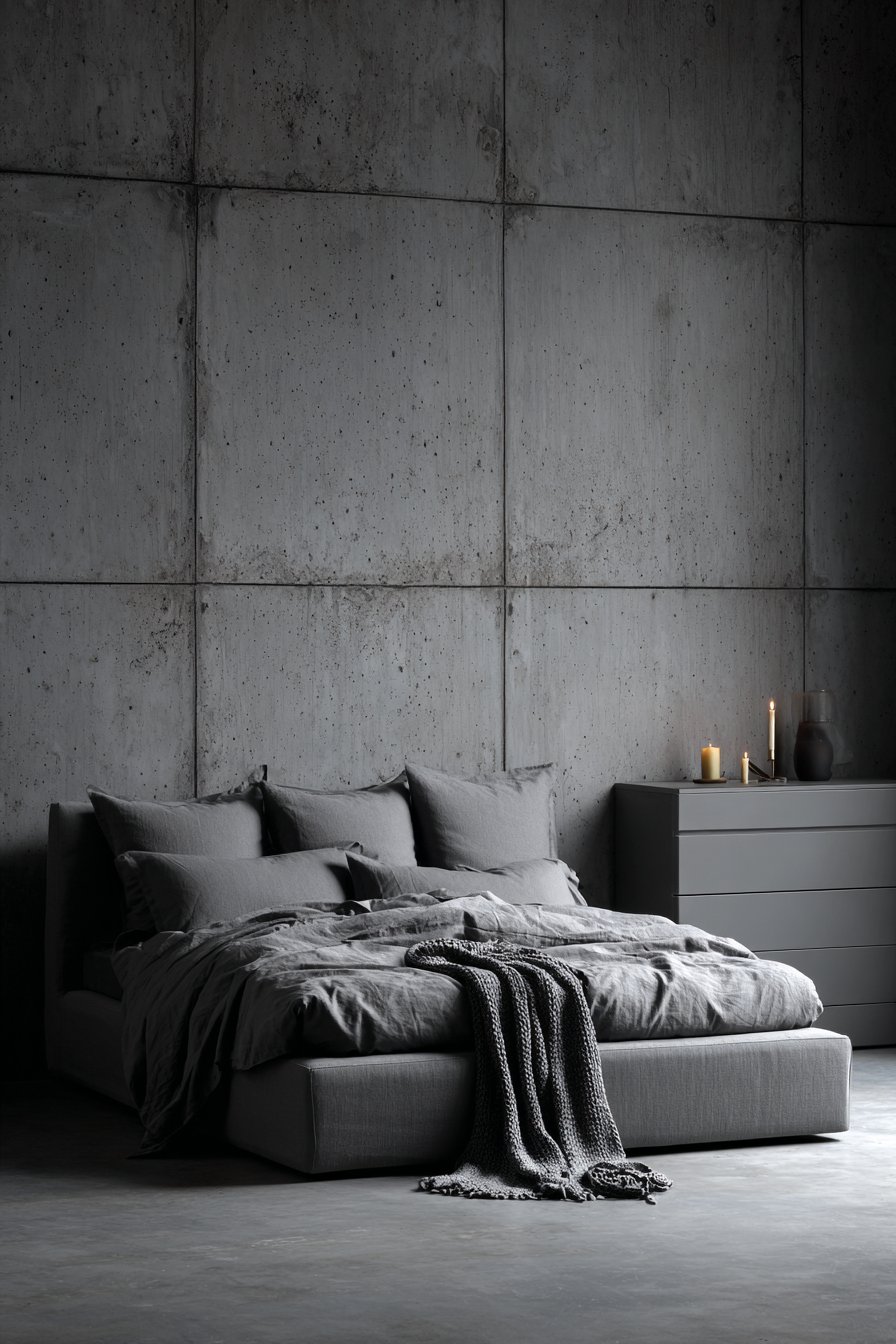 Minimalist Modern Grey Bedroom with Clean Lines