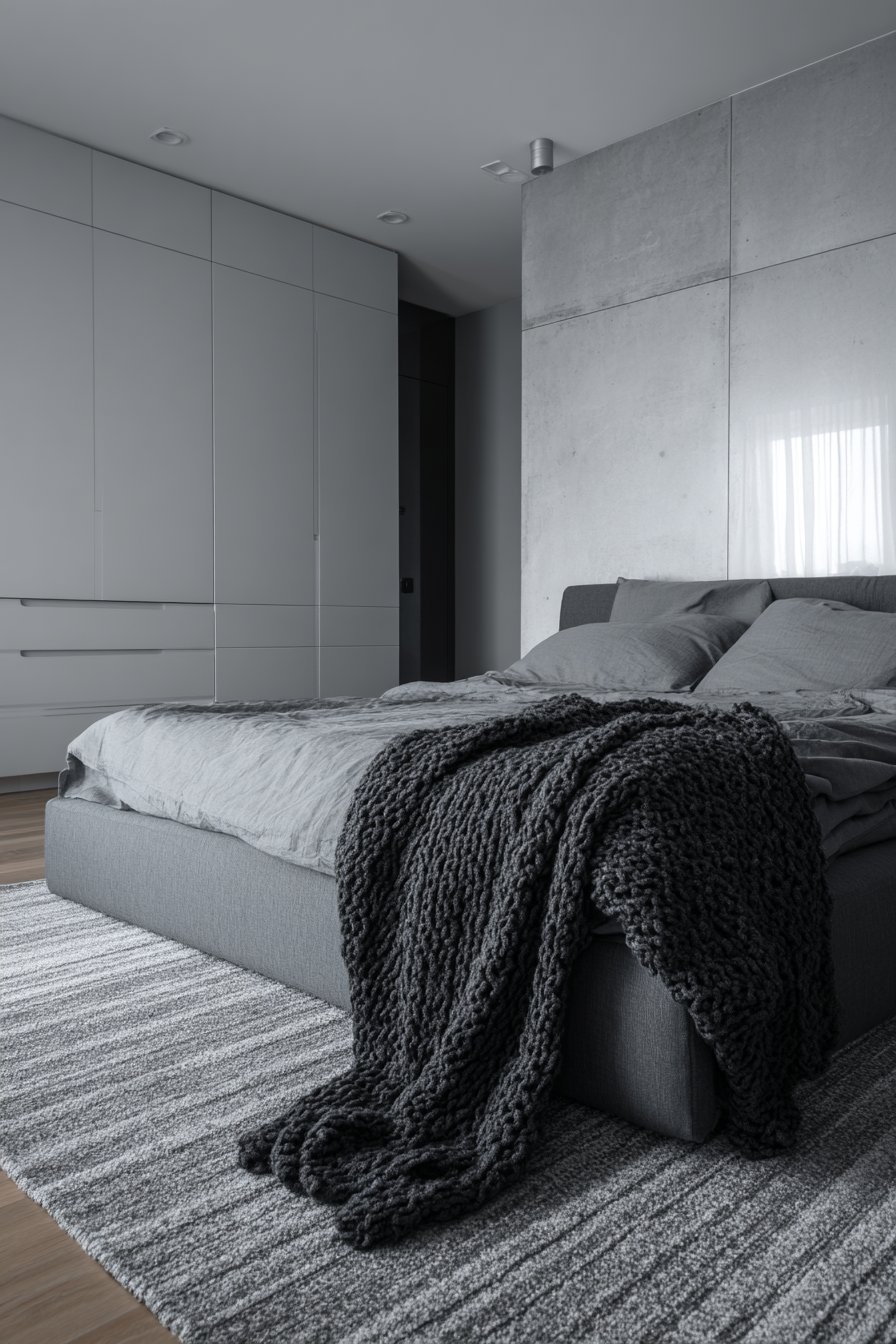 Minimalist Modern Grey Bedroom with Clean Lines