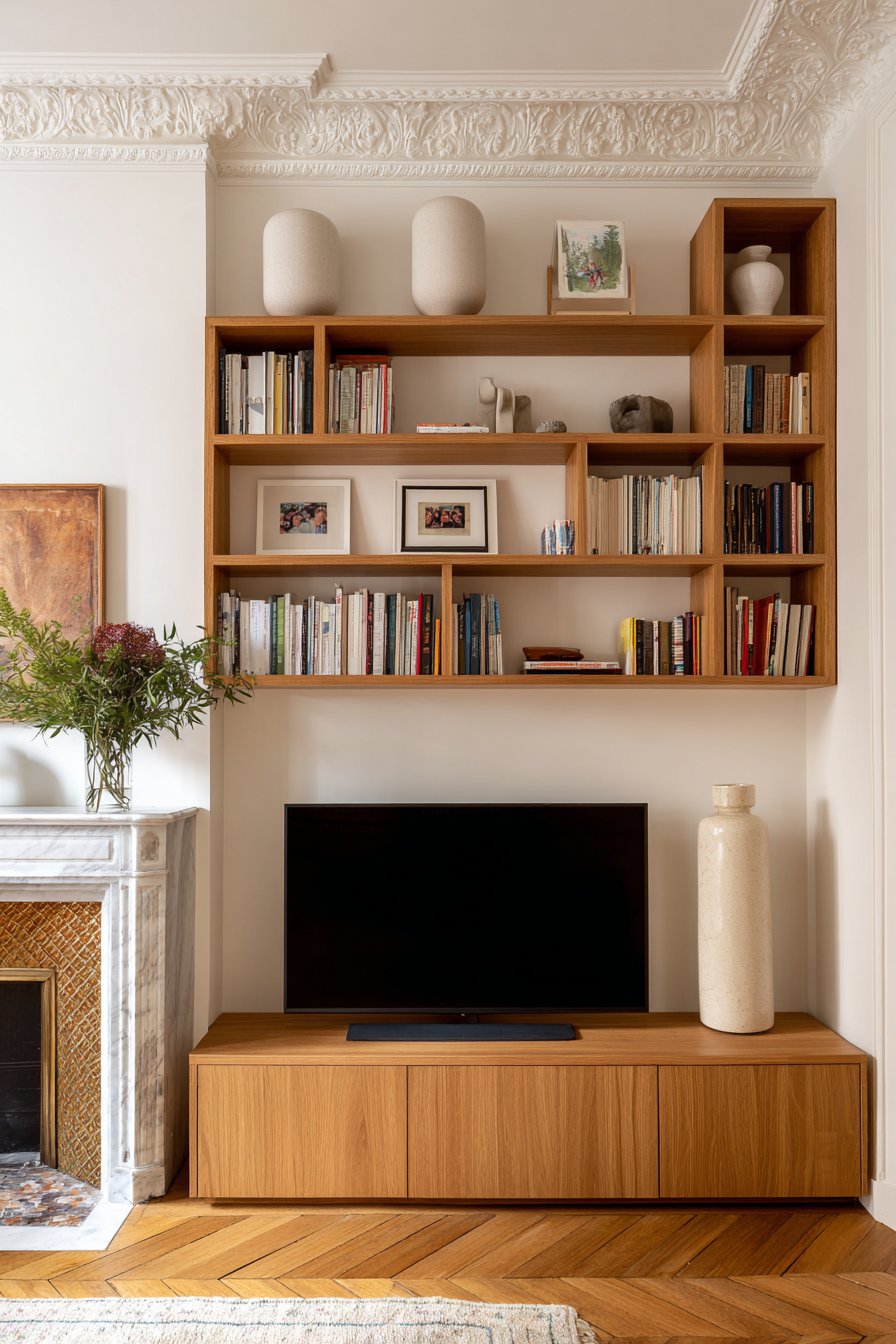 Scandinavian Floor-to-Ceiling Built-In Shelving