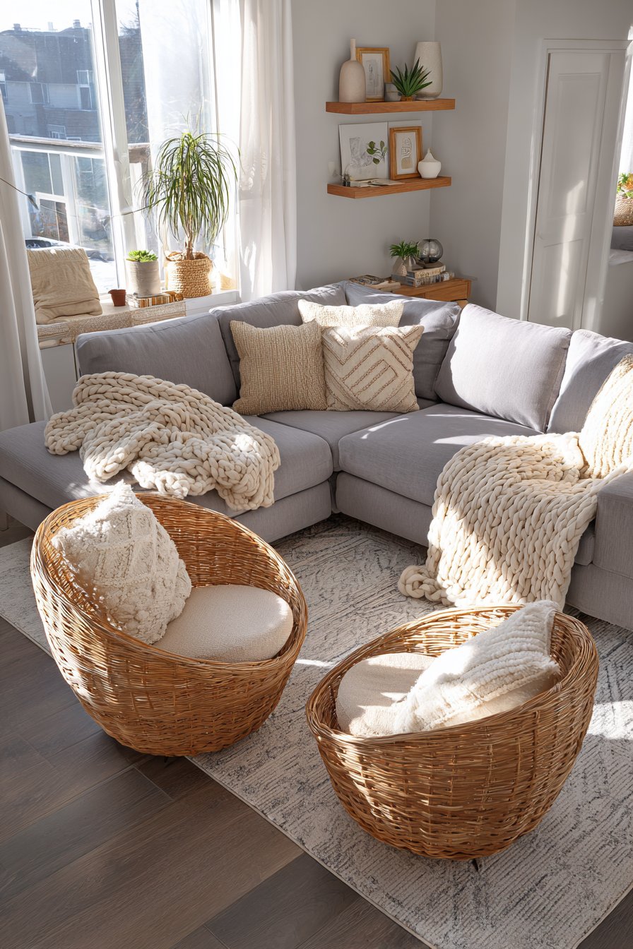 Contemporary Grey Sectional with Cozy Layered Textures