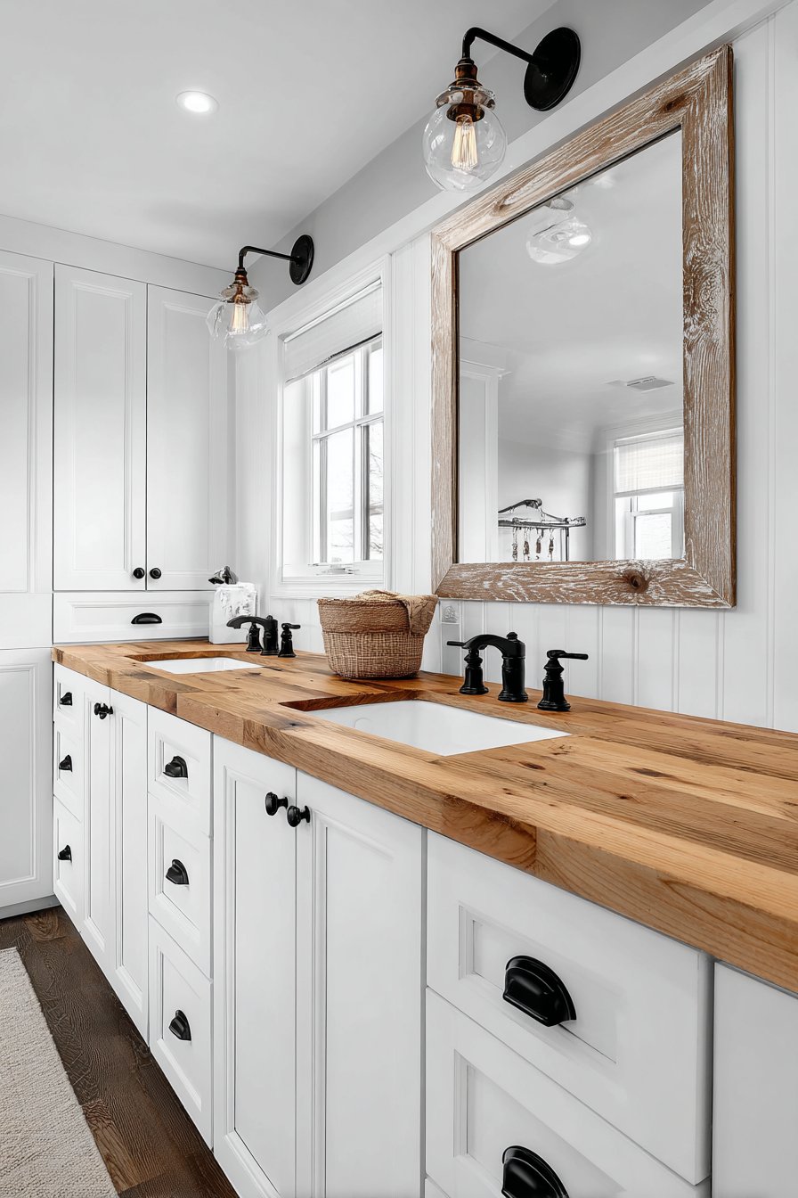 Butcher Block Beauty with Dual Vanity Functionality