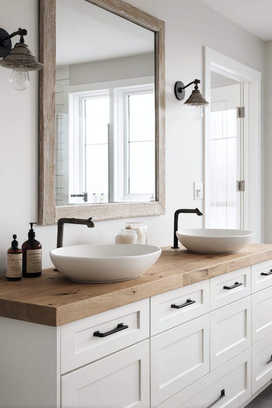 Butcher Block Beauty with Dual Vanity Functionality