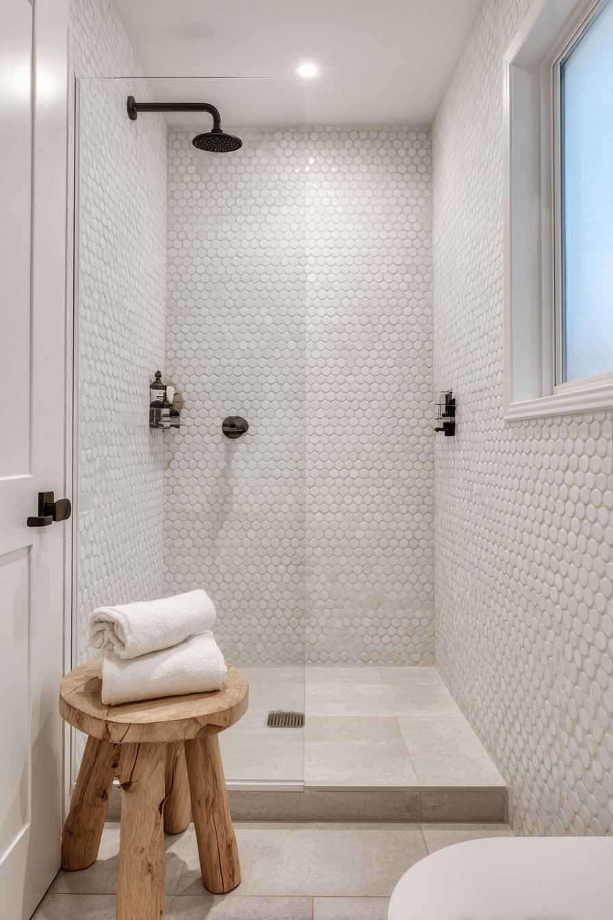 Compact Scandinavian Bathroom with Walk-In Shower