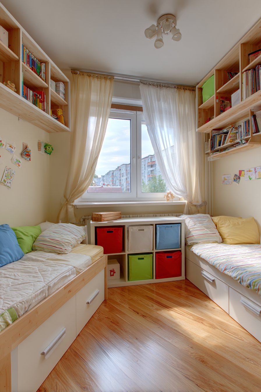 L-Shape Twin Bed Configuration for Shared Spaces