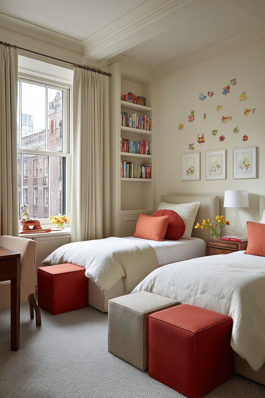 L-Shape Twin Bed Configuration for Shared Spaces