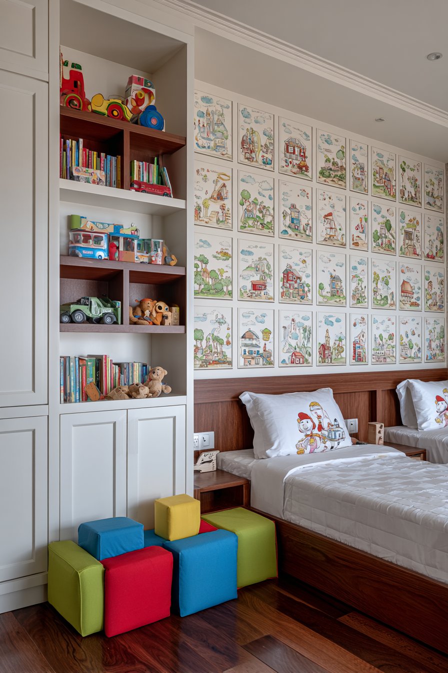 L-Shape Twin Bed Configuration for Shared Spaces