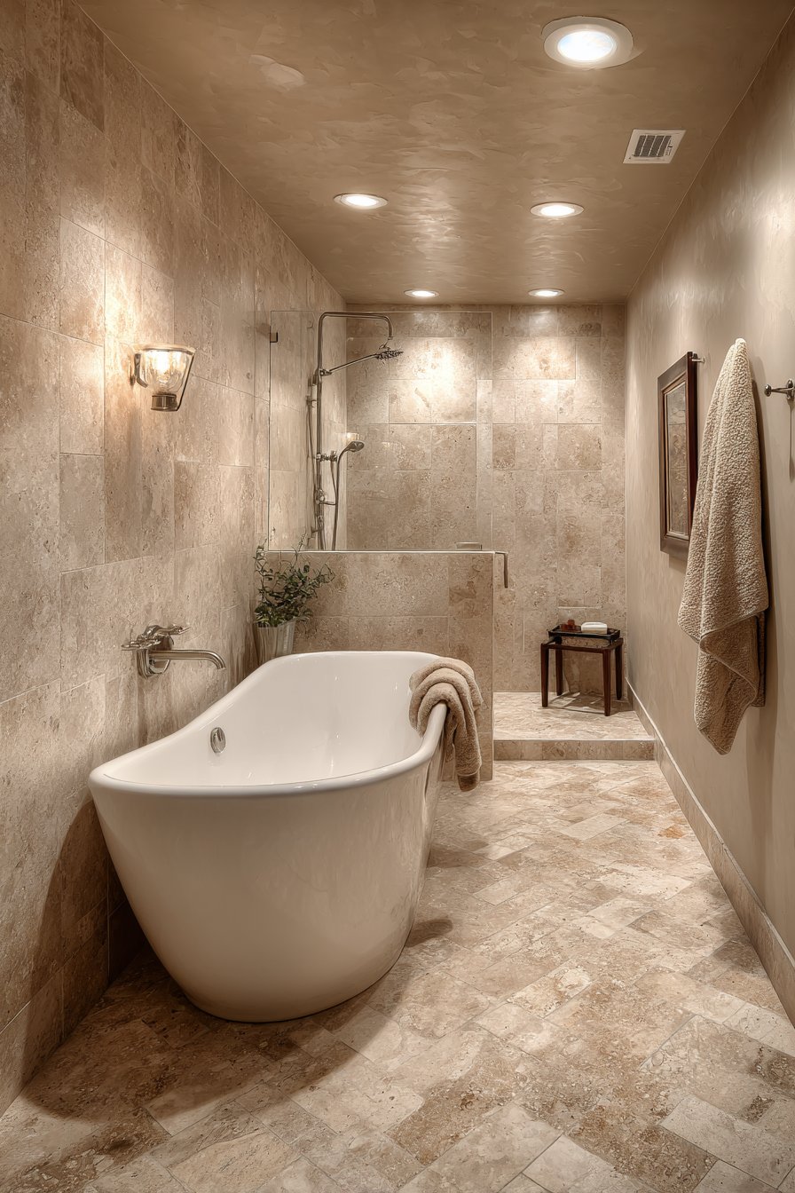 Spa-Inspired Travertine Sanctuary