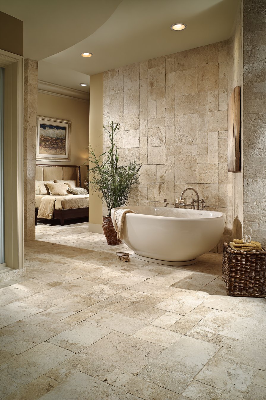 Spa-Inspired Travertine Sanctuary