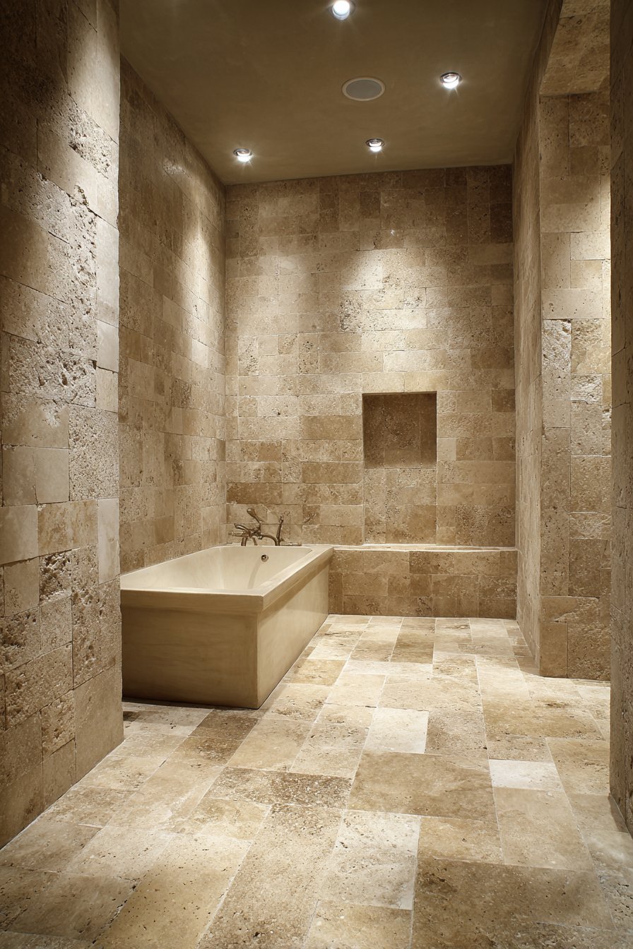 Spa-Inspired Travertine Sanctuary