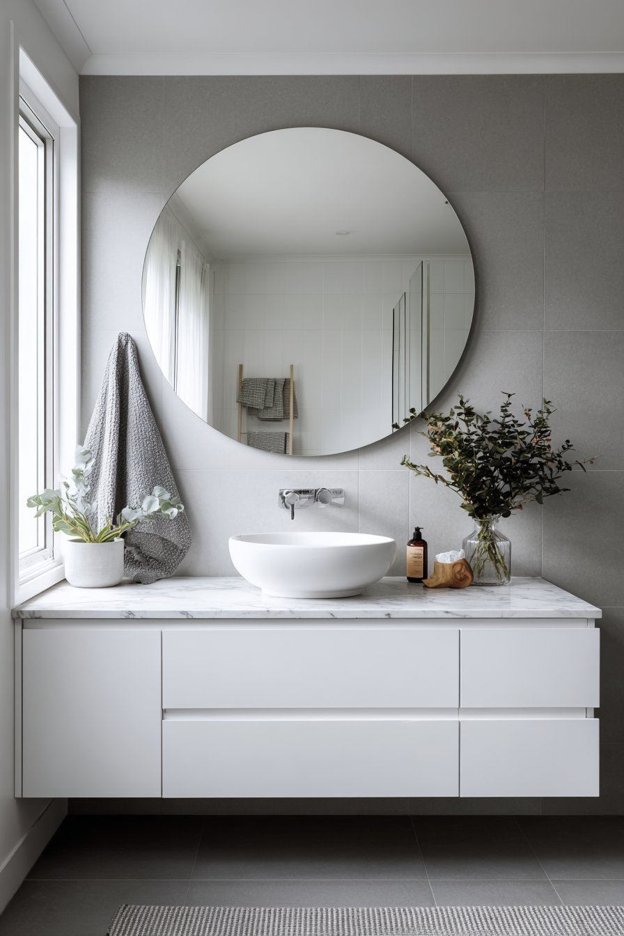 Modern Floating Vanity with Vessel Sink