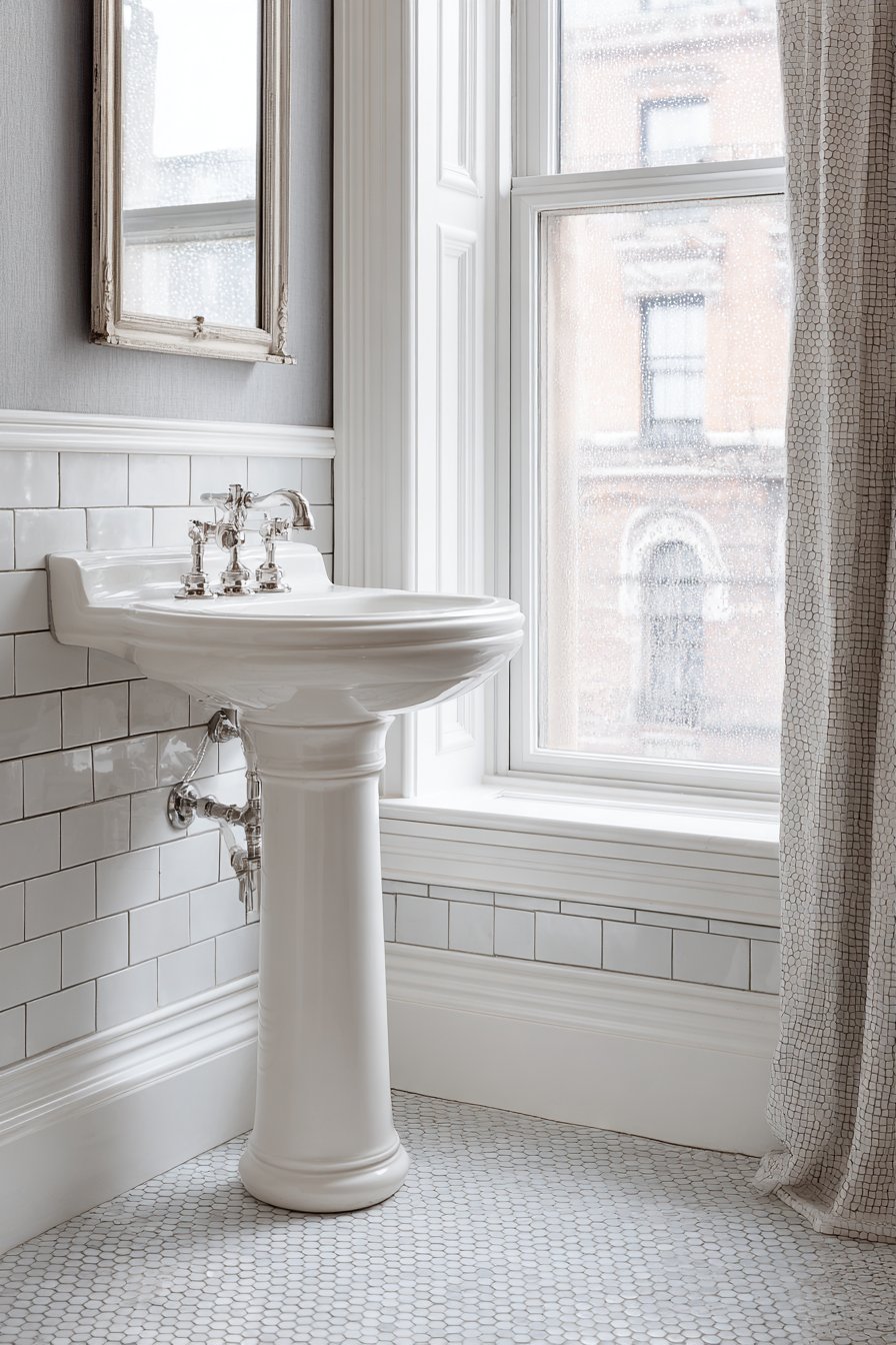 Classic Pedestal Sink with Vintage Charm