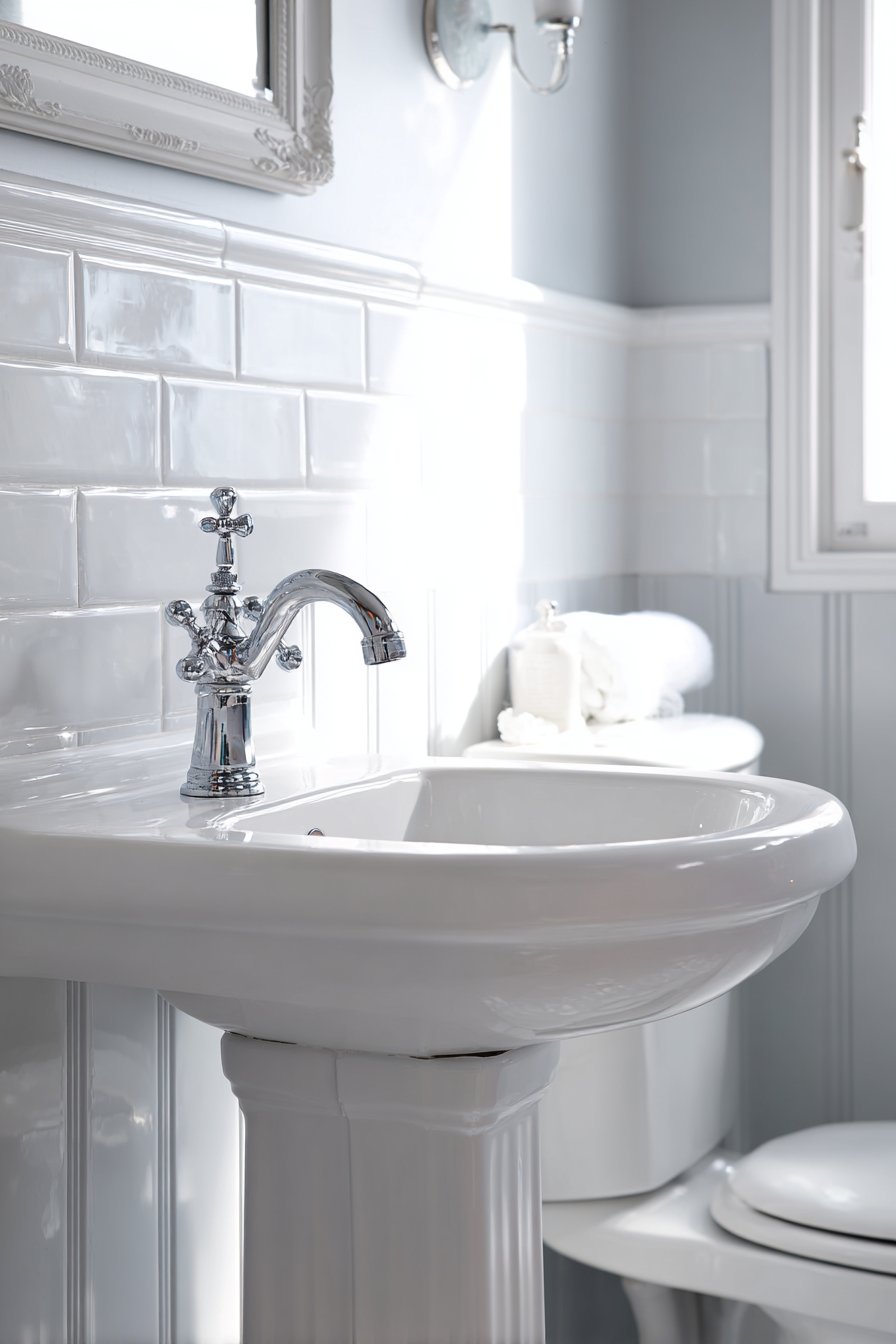 Classic Pedestal Sink with Vintage Charm