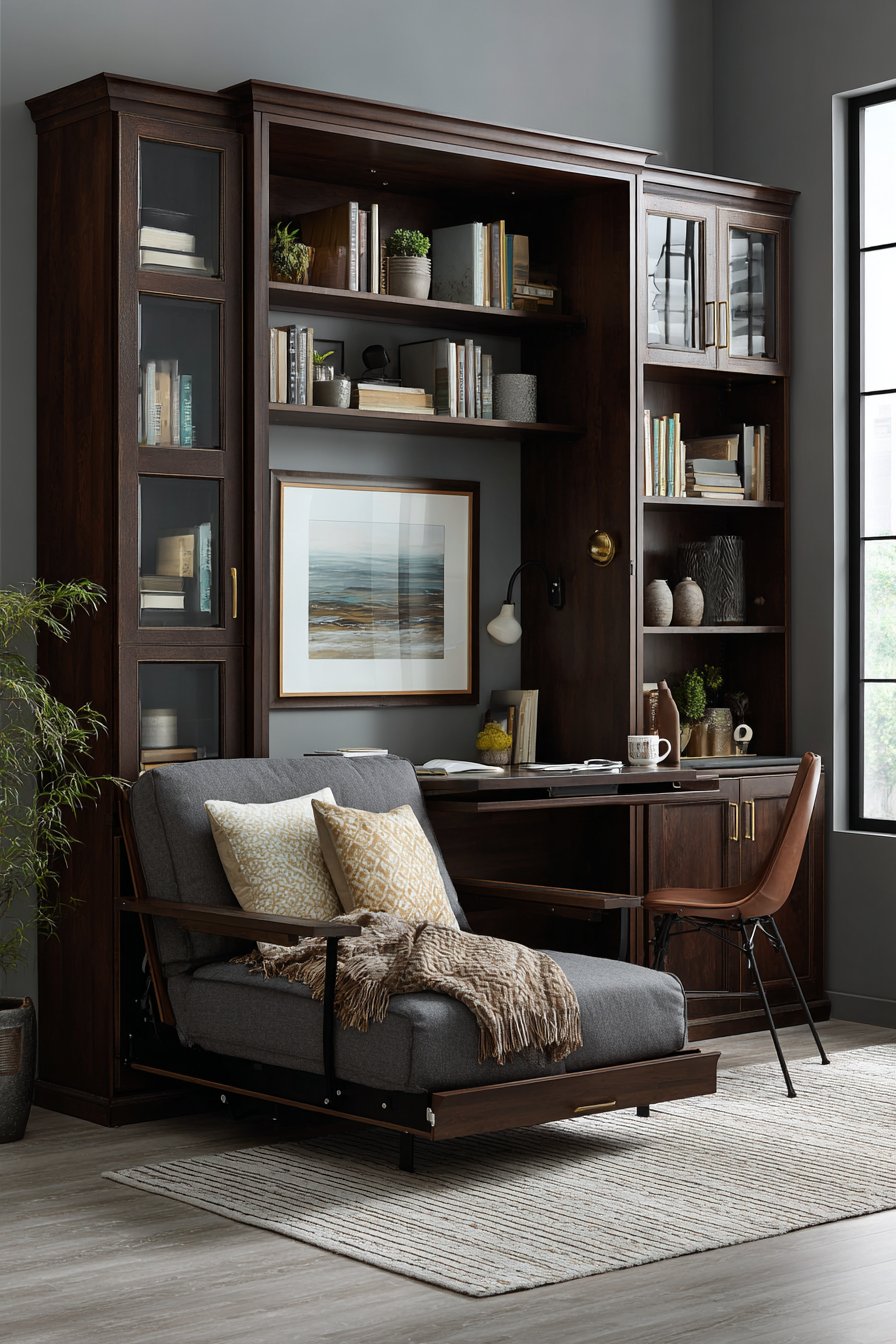 Space-Saving Murphy Bed with Integrated Desk