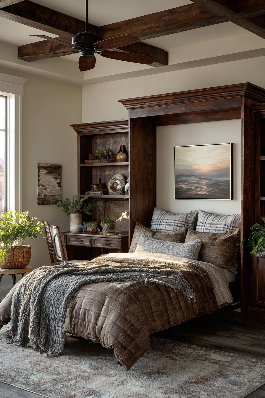 Space-Saving Murphy Bed with Integrated Desk