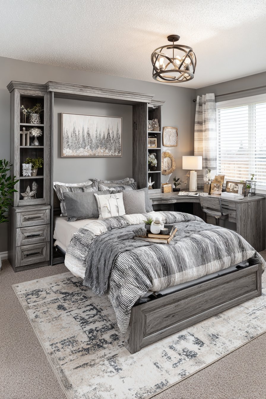 Space-Saving Murphy Bed with Integrated Desk