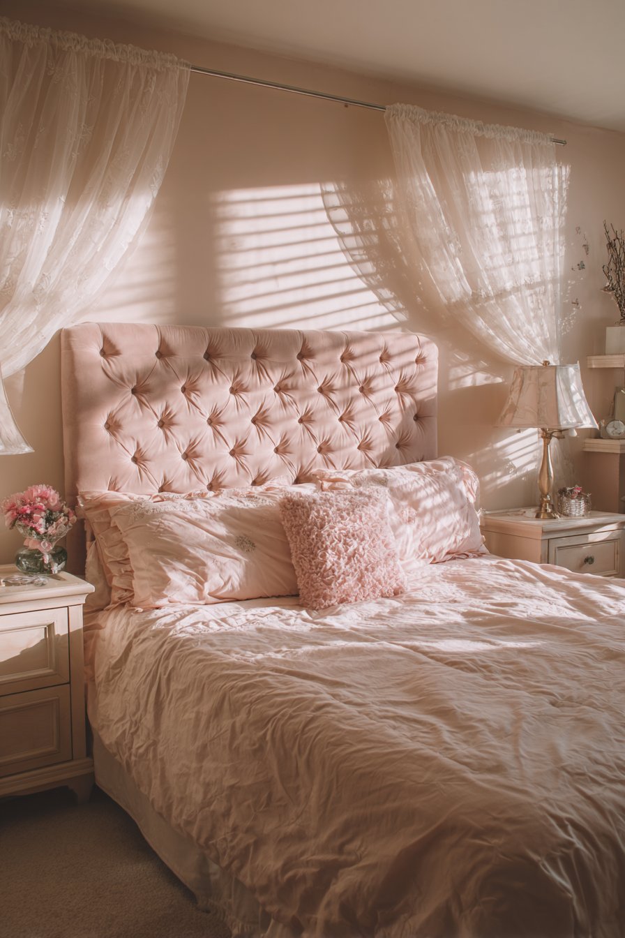 Romantic Blush Retreat with Organized Storage