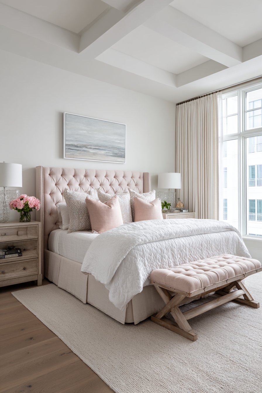 Romantic Blush Retreat with Organized Storage