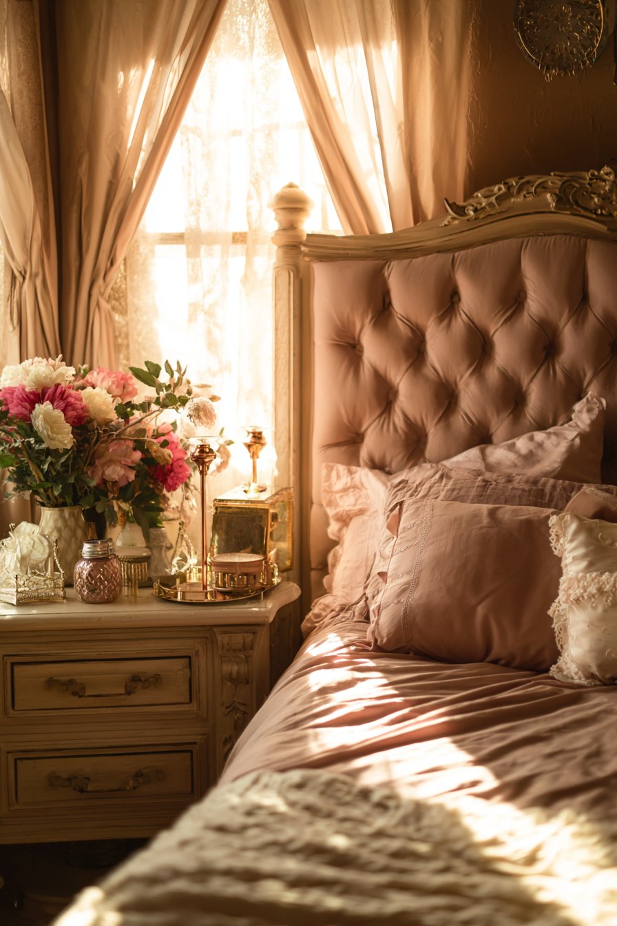 Romantic Blush Retreat with Organized Storage