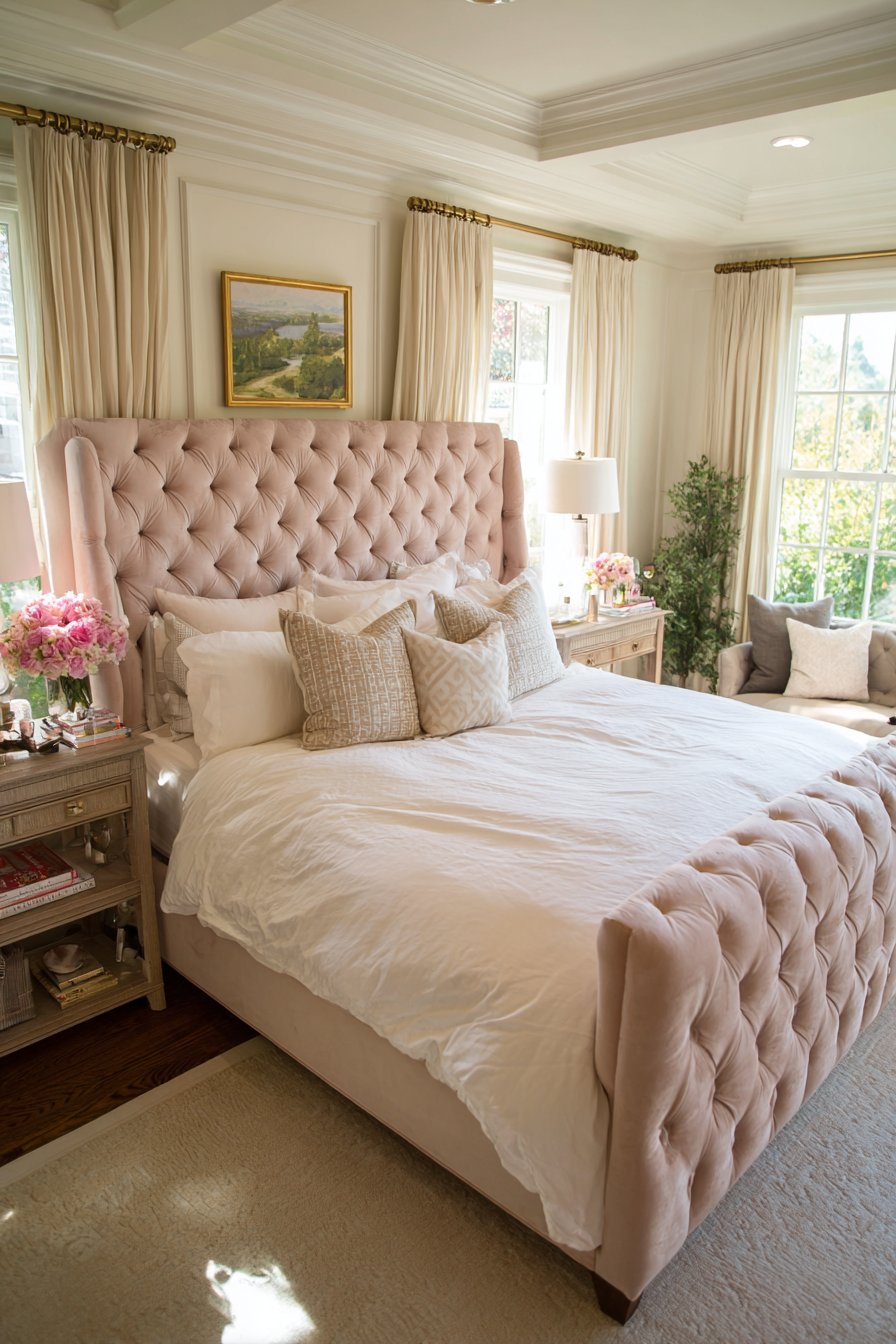 Romantic Blush Retreat with Organized Storage
