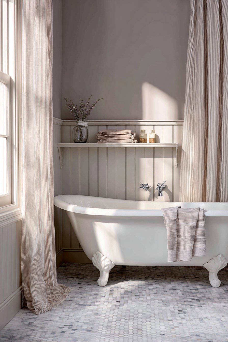 Carrara Marble Shower with Built-in Benc