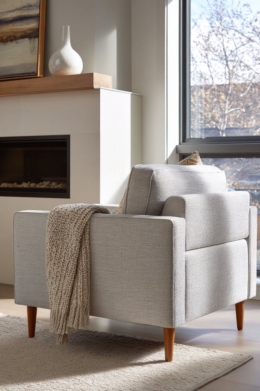 Scandinavian Grey Linen Armchairs