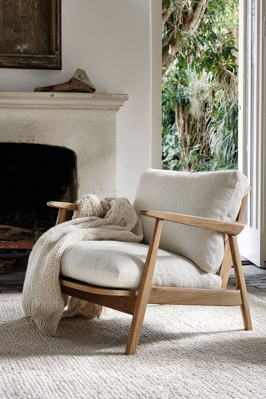 Scandinavian Grey Linen Armchairs