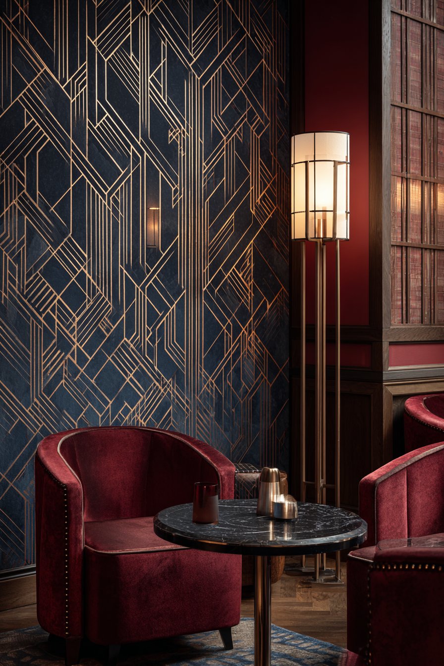 Bold Chevron Navy and Gold Drama