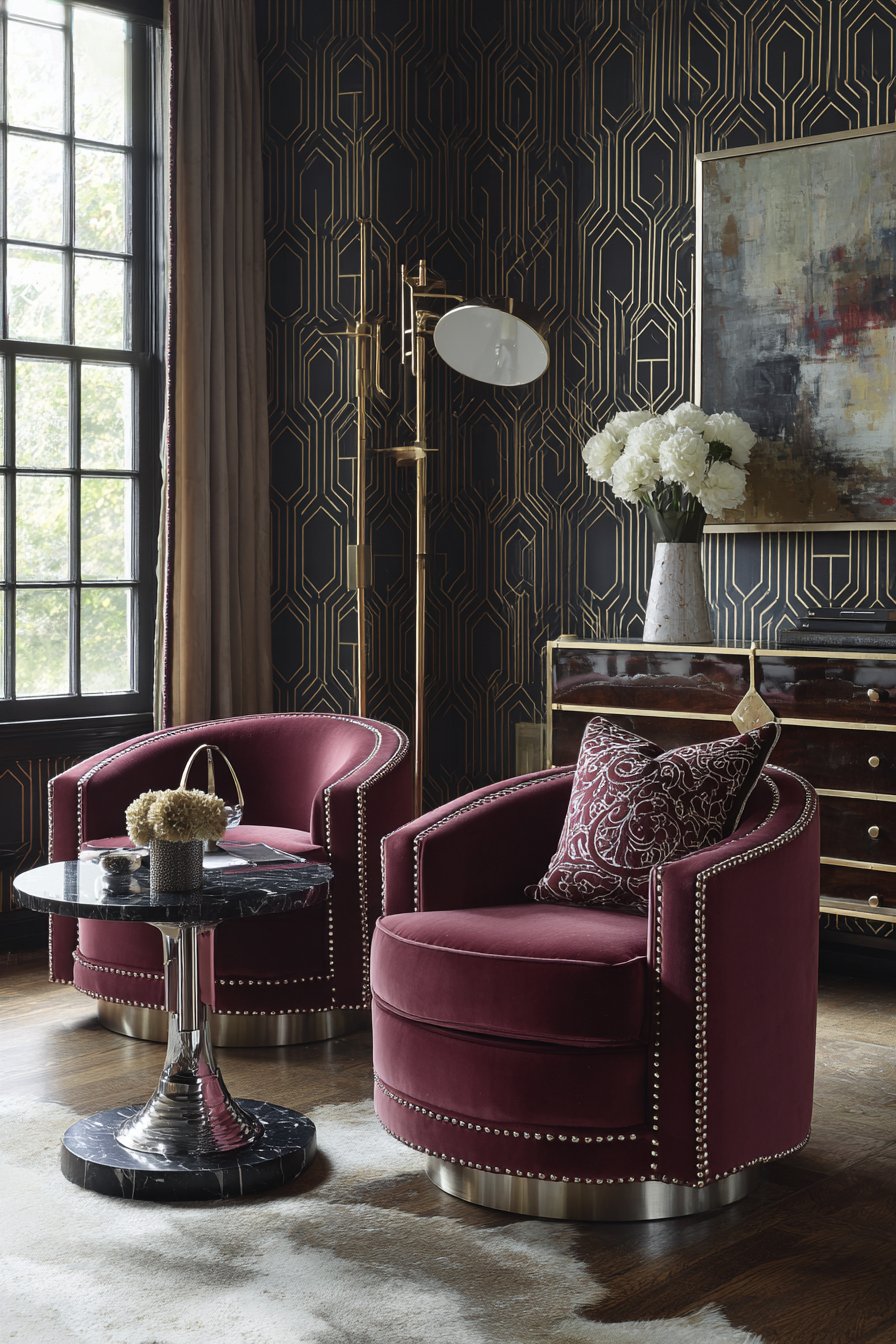 Bold Chevron Navy and Gold Drama