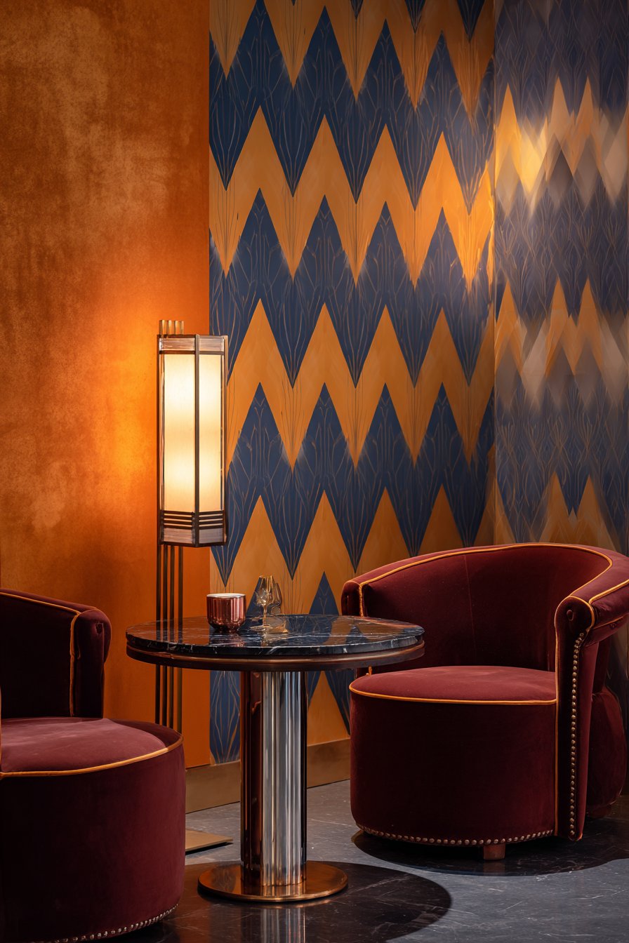 Bold Chevron Navy and Gold Drama