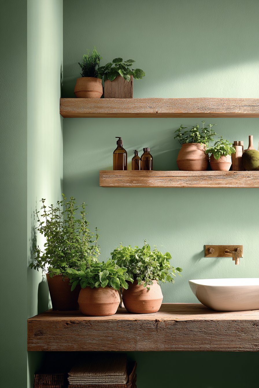 Earthy Sage Green and Natural Wood Haven