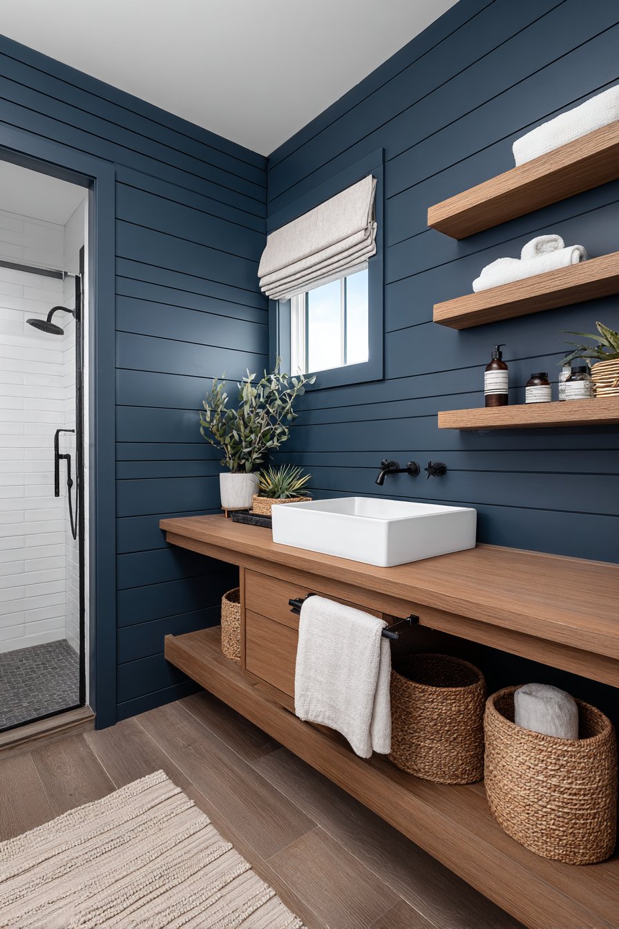 Cozy Compact Navy Shiplap Haven