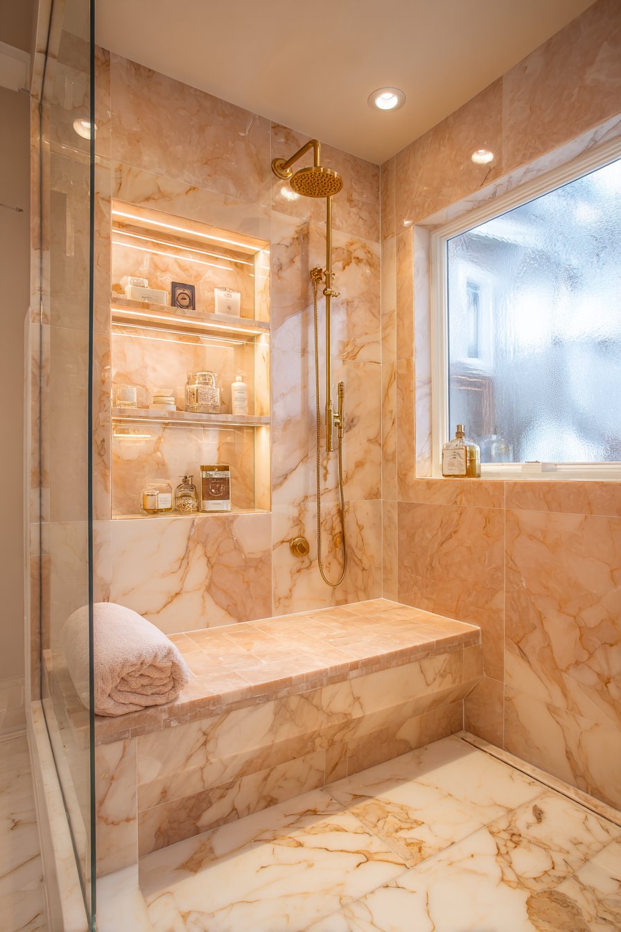 Spa-Inspired Marble Shower Retreat
