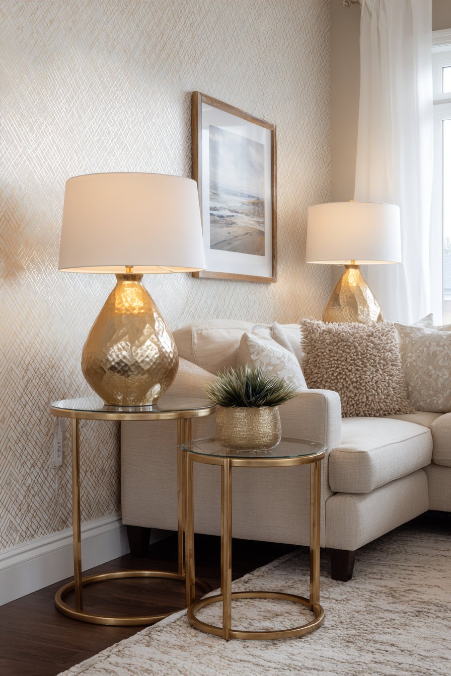 Geometric Glamour with Metallic Wallpaper