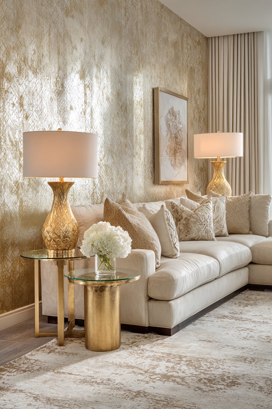 Geometric Glamour with Metallic Wallpaper