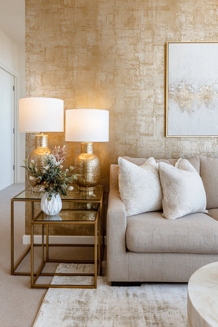 Geometric Glamour with Metallic Wallpaper