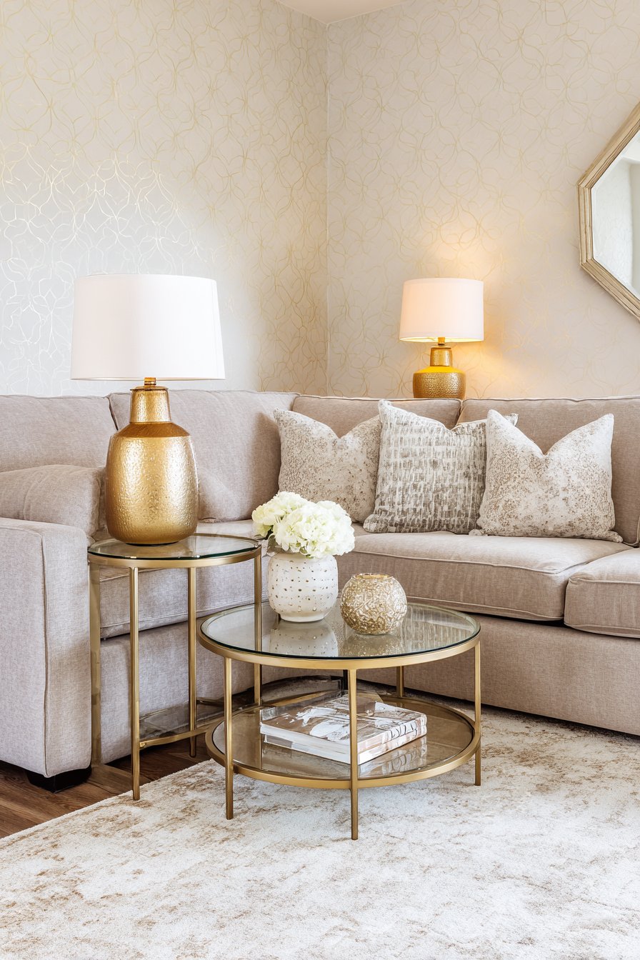 Geometric Glamour with Metallic Wallpaper