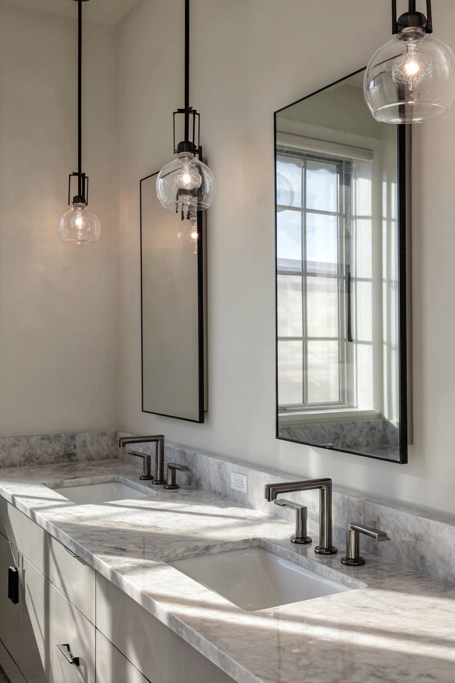 Practical Double Vanity with Dove Grey Finish