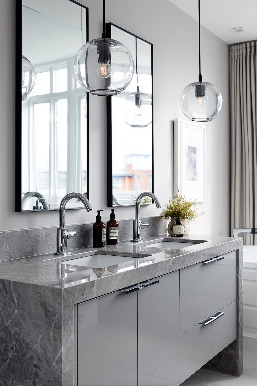 Practical Double Vanity with Dove Grey Finish