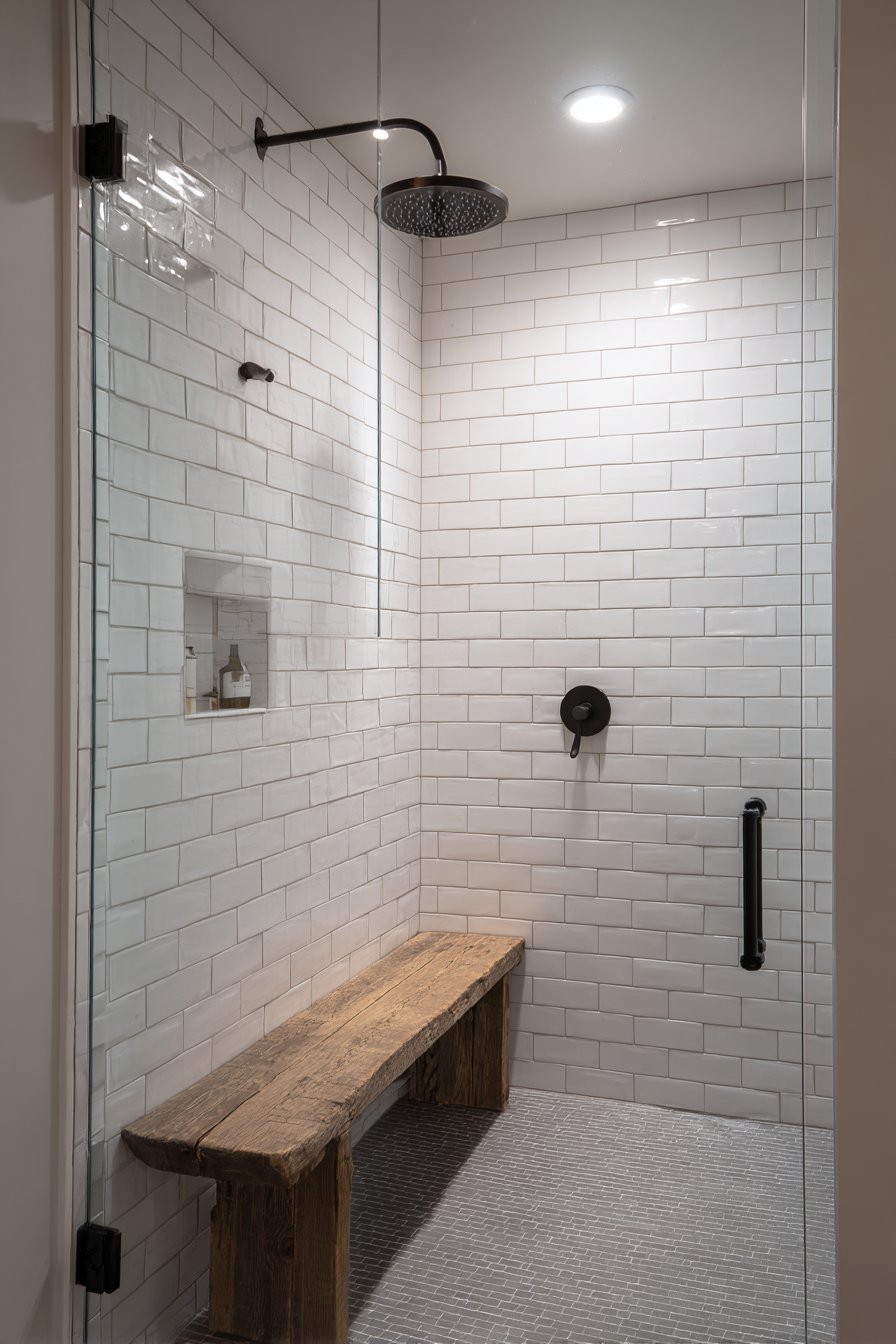 Subway Tile Sanctuary with Rainfall Shower