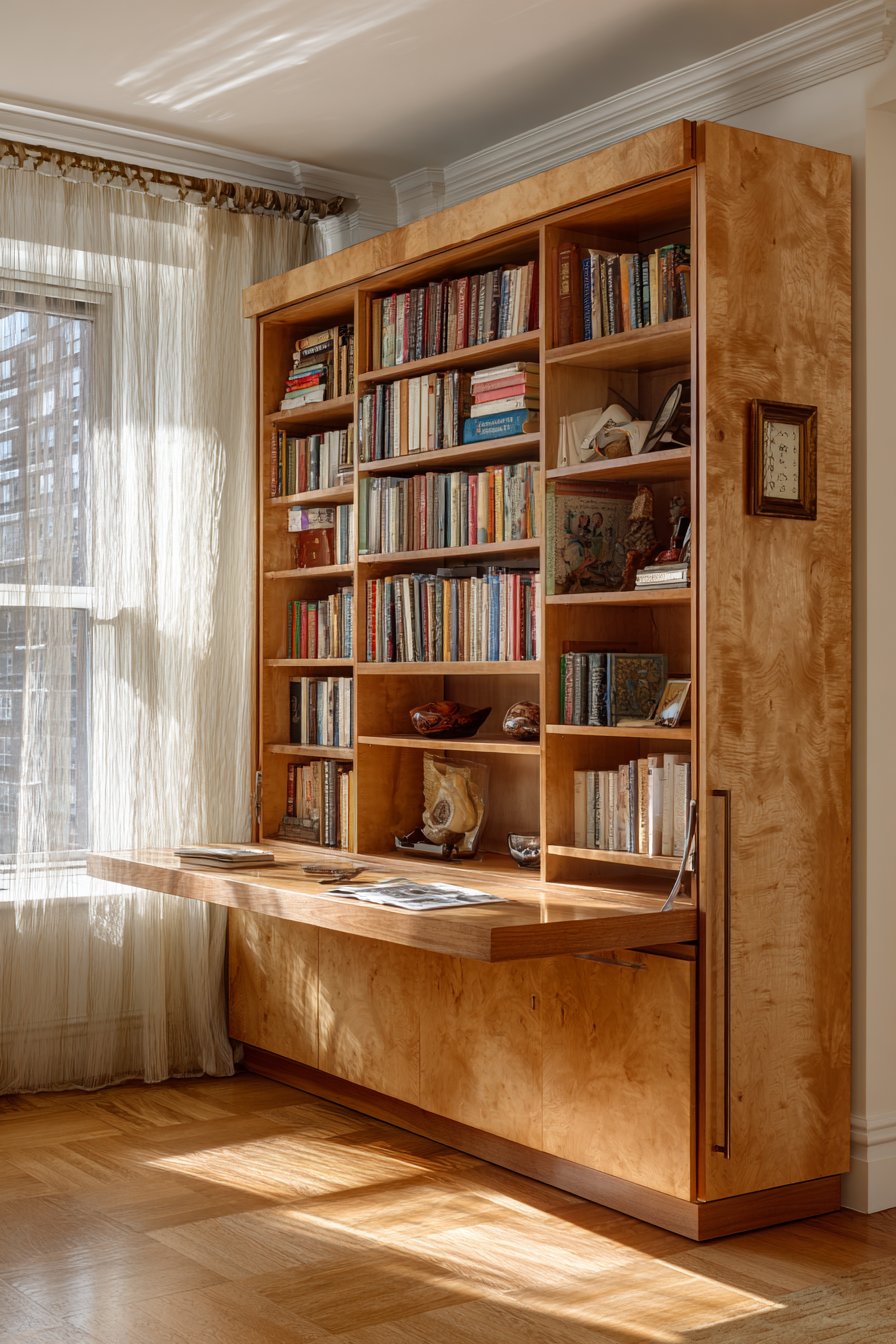 Murphy Bed with Integrated Home Office Functionality