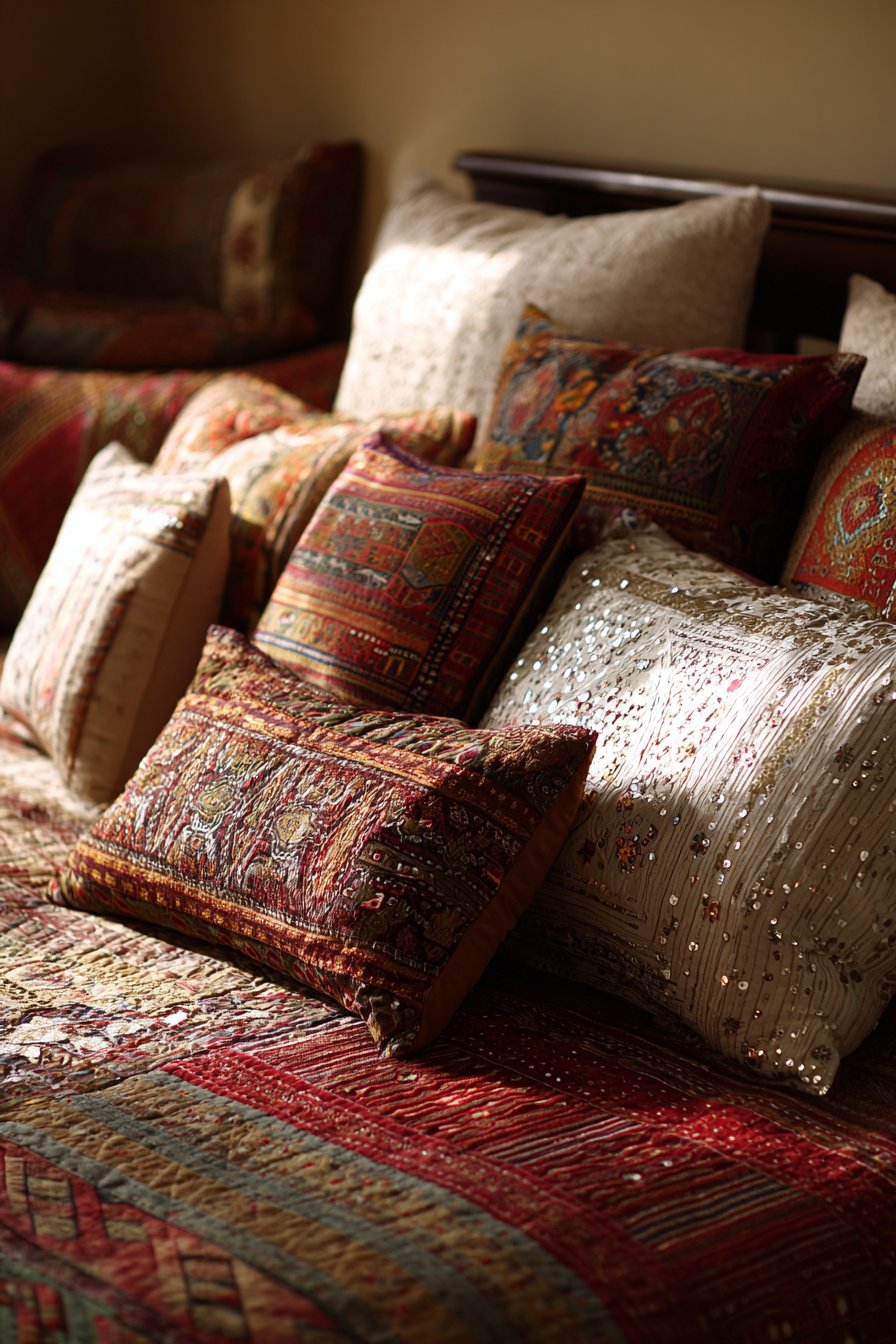 Luxurious Layered Textiles and Handcrafted Patterns