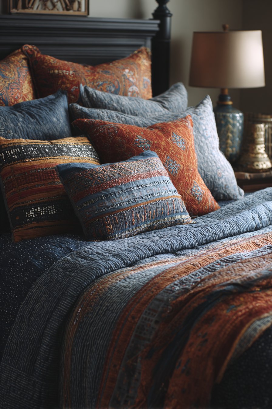 Luxurious Layered Textiles and Handcrafted Patterns
