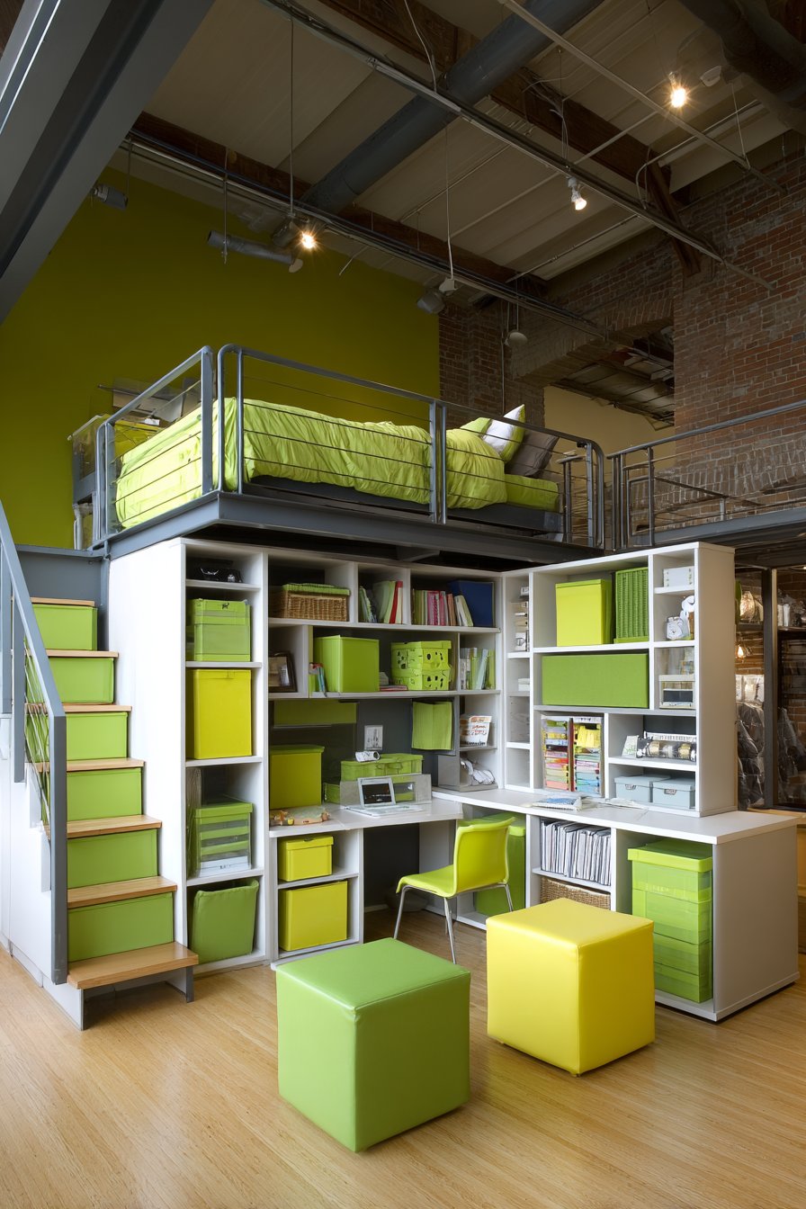 Space-Saving Loft Bed with Integrated Workspace