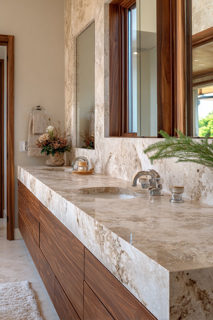 Modern Travertine Vanity Showcase